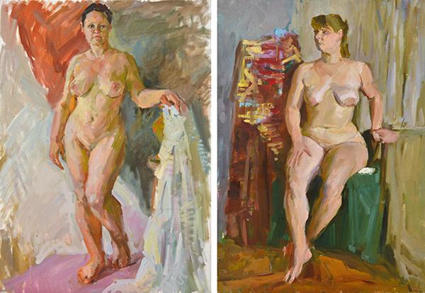 Appraisal: ARTIST UNKNOWN BORN TH CENTURY Pair of Nude Studies oil