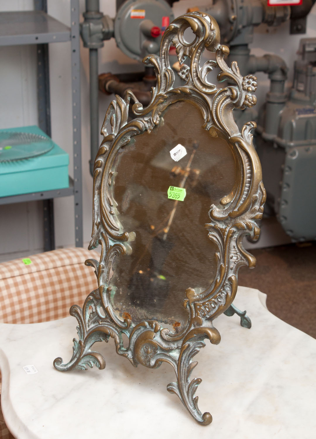 Appraisal: Stand up brass vanity mirror