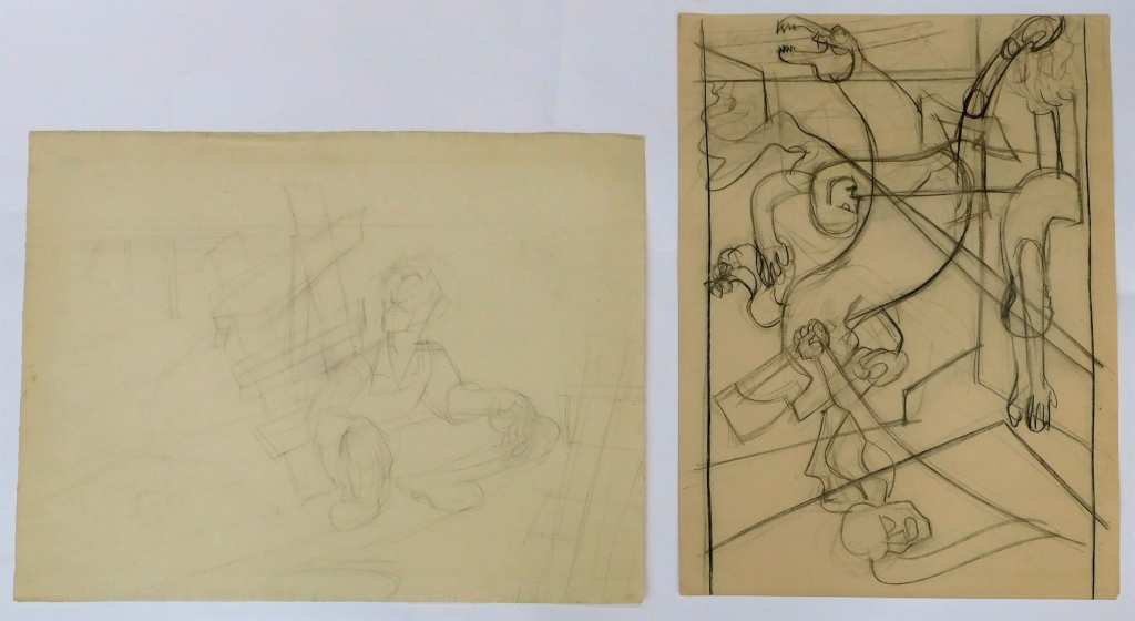 Appraisal: OTTO PLAUG FIGURE STUDIES DRAWINGS New York Germany - Includes