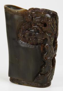 Appraisal: th c Chinese rhinoceros horn libation cup formerly the property