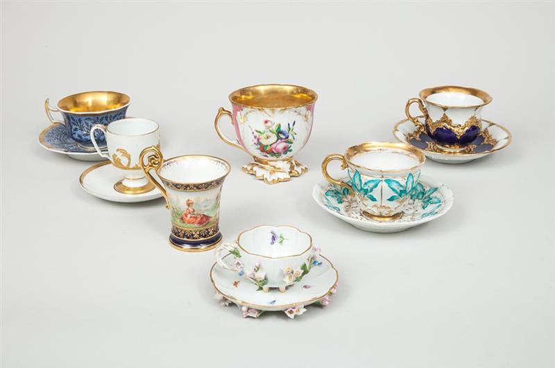 Appraisal: Four Meissen Porcelain Cups and Saucers a Dresden Set and