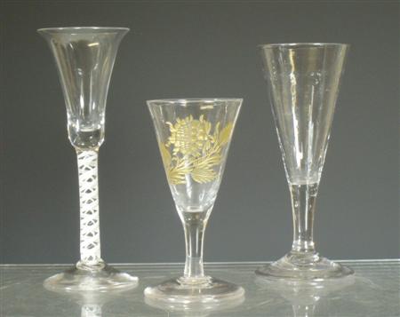 Appraisal: A late th century Spanish engraved wine glass From the