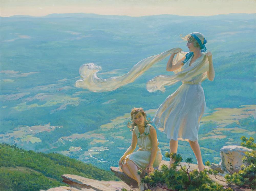 Appraisal: CHARLES COURTNEY CURRAN American - Wind on the Cliff oil