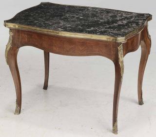 Appraisal: Louis XV Style Marble Topped Table green marble top bronze