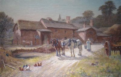 Appraisal: Joseph Yelverton Dawbarn d A farmyard scene with a milkmaid