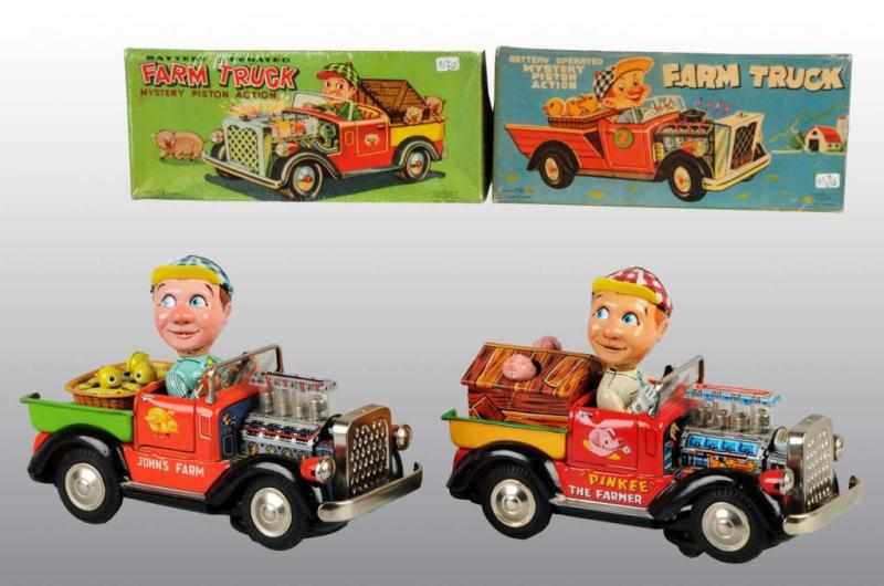 Appraisal: Lot of Tin Farm Truck Battery-Operated Toys Description Japanese Working