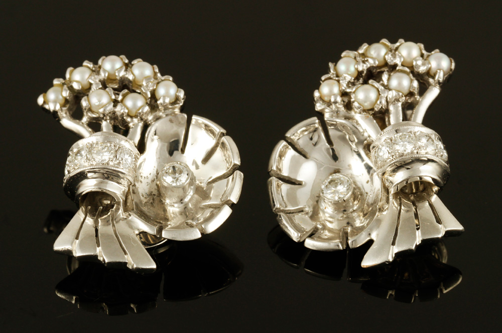 Appraisal: - Pair of K Diamond Earrings Pair of K white