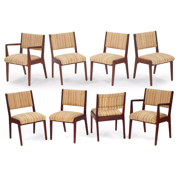 Appraisal: Jens Risom dining chairs by Jens Risom Designs Inc walnut