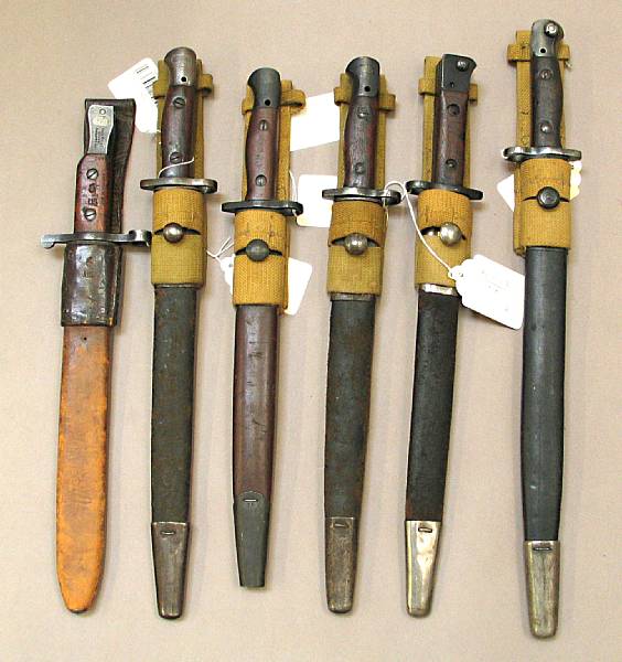 Appraisal: A lot of five British Pattern bayonets and one Ross