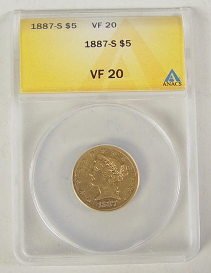 Appraisal: -S Liberty Head Gold Coin ANACS certified and graded VF-