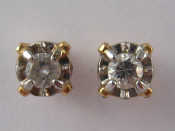 Appraisal: A pair of gold and diamond ear studs approx mm