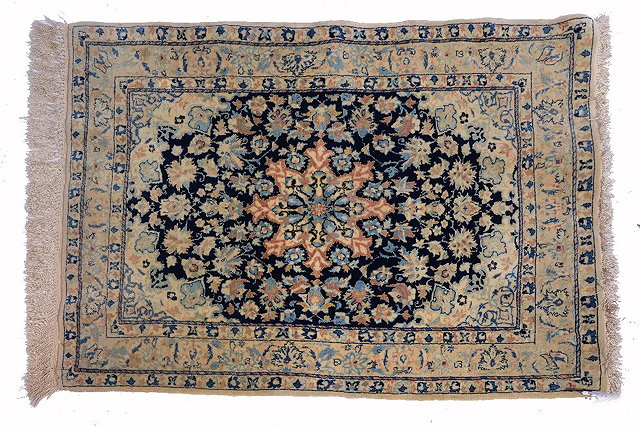 Appraisal: A PERSIAN NAIN PART SILK PASTEL GROUND MAT with central