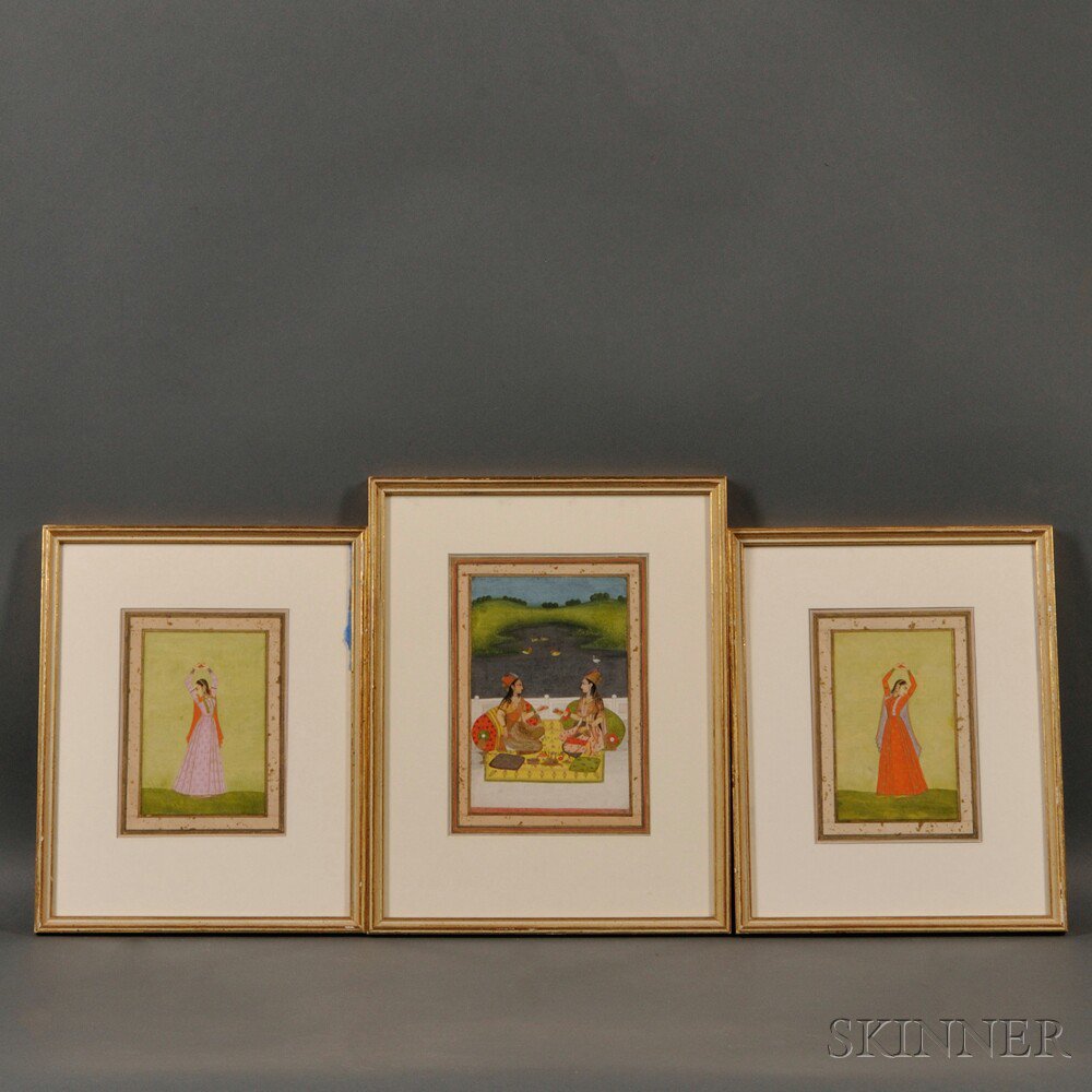 Appraisal: Three Miniature Paintings of Women Mughal India late th th