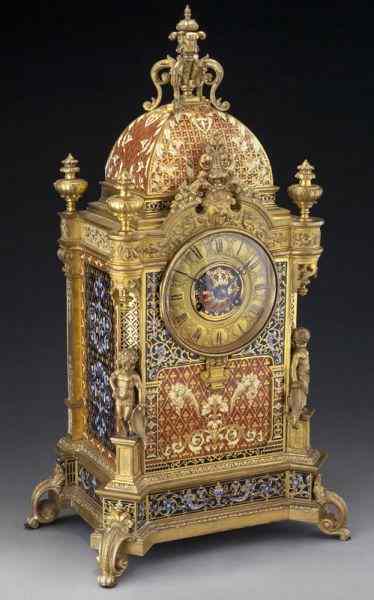 Appraisal: Tiffany Co mantle clock with enameleddecoration to the top and