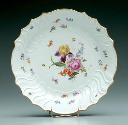 Appraisal: Meissen serving bowl hand painted flowers and insects blue crossed