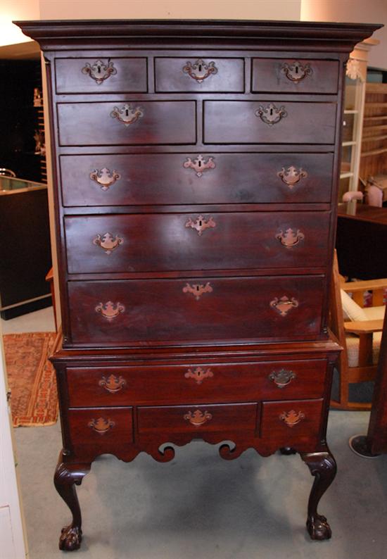 Appraisal: A Queen Anne Mahogany Highboy with white pine secondary having