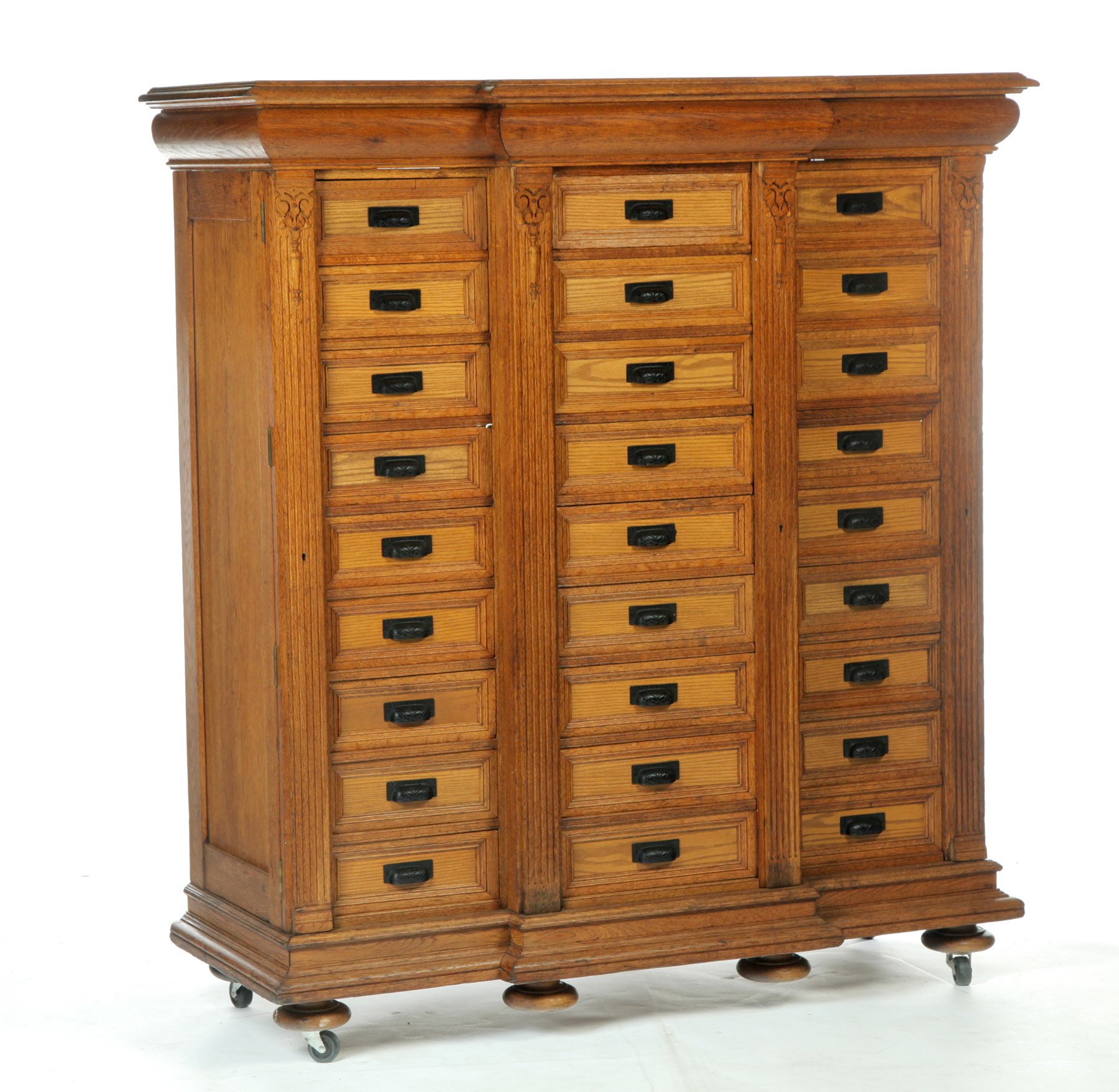 Appraisal: TWENTY-SEVEN DRAWER LOCK FRONT FILE CABINET American ca oak Three