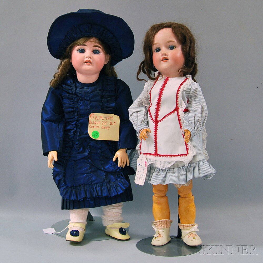 Appraisal: Two Armand Marseille Bisque Head Dolls a with blue sleeping