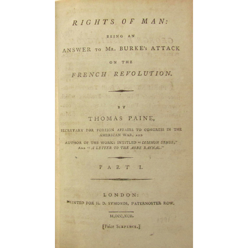 Appraisal: Paine Thomas Rights of Man London H D Symonds parts