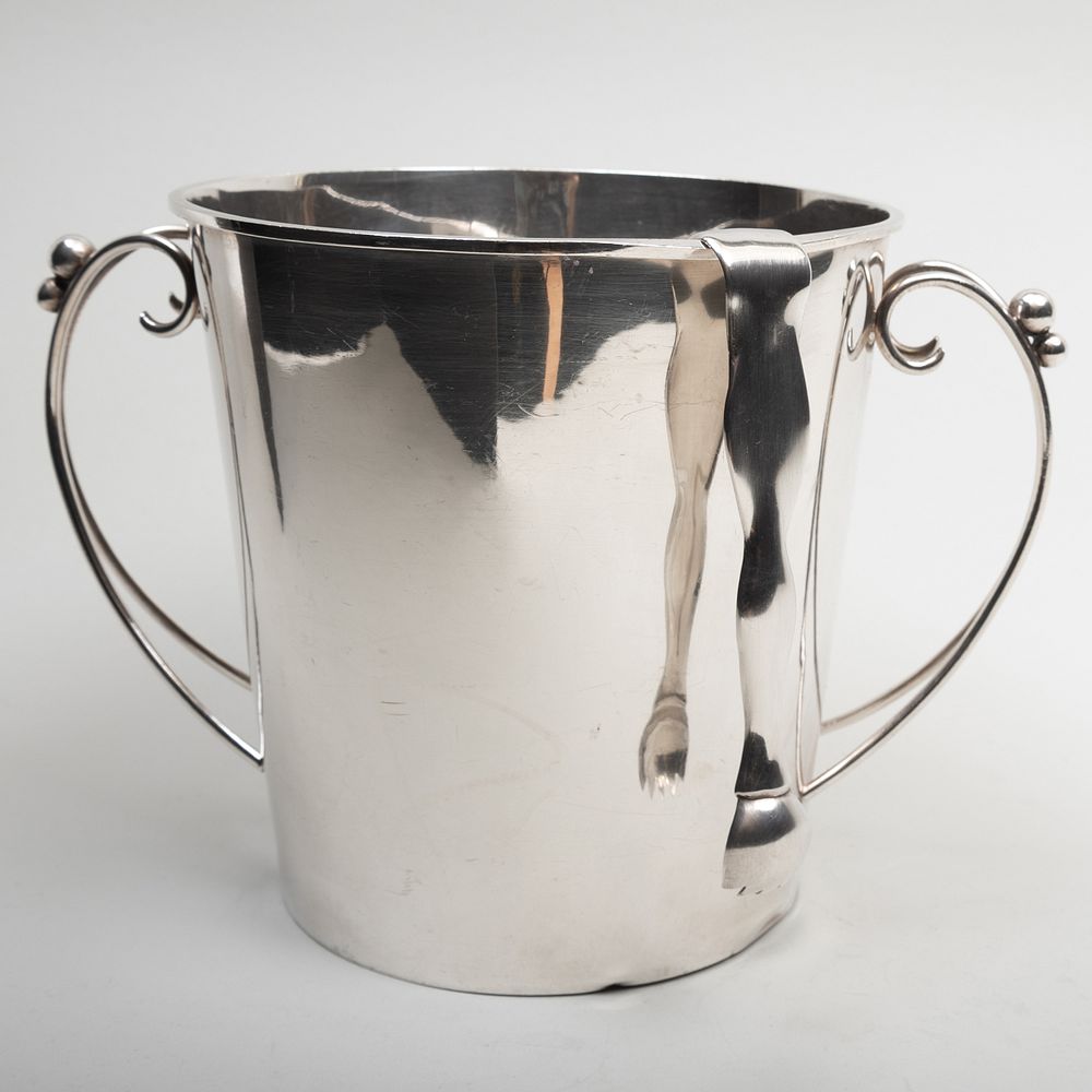 Appraisal: Mexican Silver Ice Bucket and Tongs Marked 'Sterling' and '