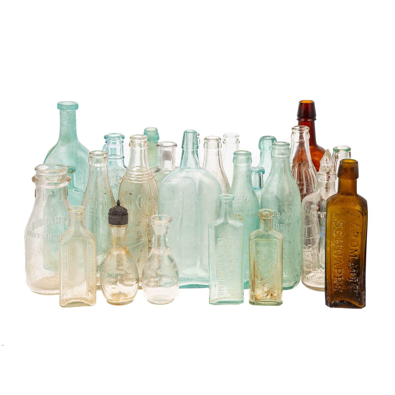 Appraisal: AMERICAN MOLDED MOLD BLOWN GLASS BOTTLES th and early th