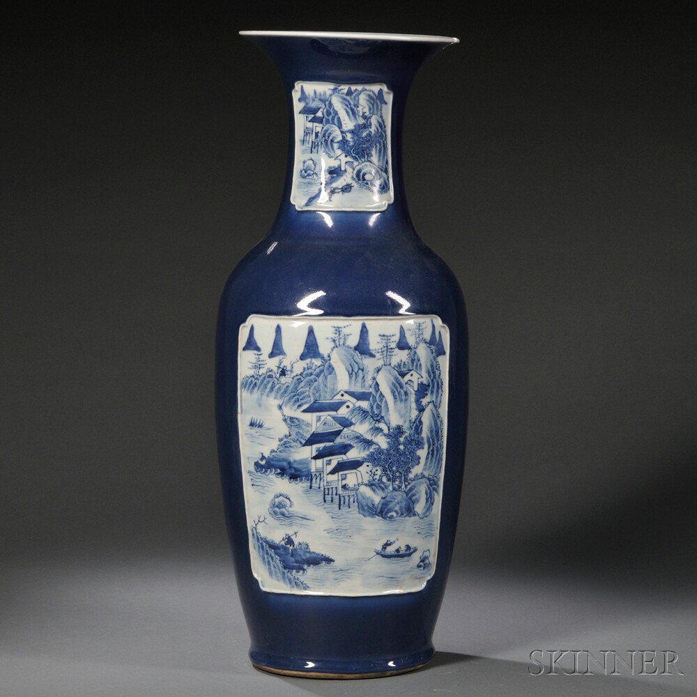 Appraisal: Large Blue and White Vase China th century baluster form