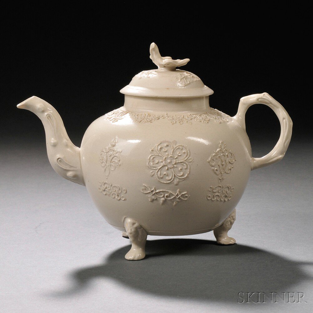 Appraisal: Staffordshire Salt-glazed Stoneware Teapot and Cover England c globular shape