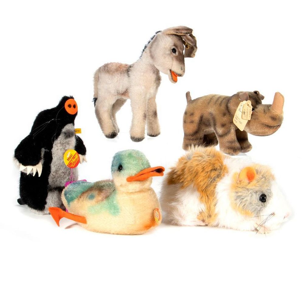 Appraisal: Vintage Steiff Animals Lot of Group of five vintage Steiff