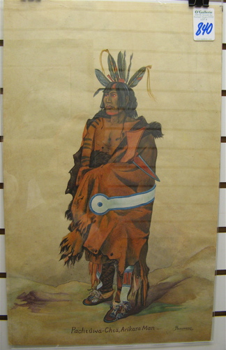 Appraisal: WATERCOLOR ON TAN PAPER after Karl Bodmer Study of an