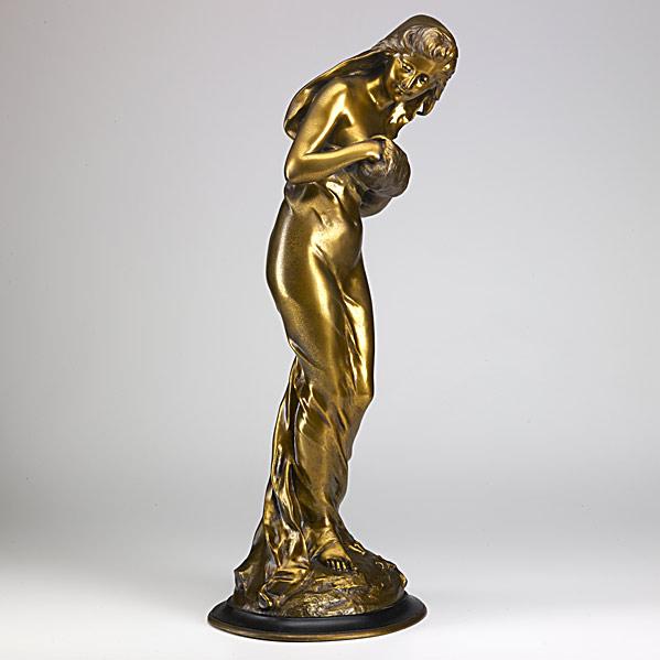 Appraisal: SYLVAIN KINSBURGER French - Bronze statue of a woman in