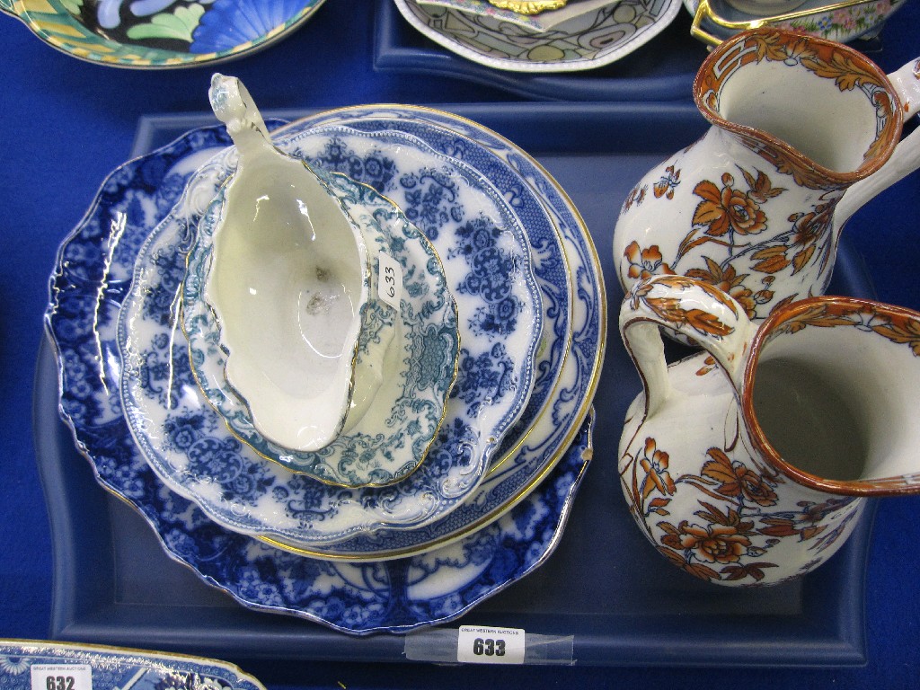 Appraisal: Tray lot to include two Victorian jugs and assorted blue