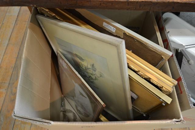 Appraisal: BOX OF ASSORTED PRINTS AND ARTWORKS