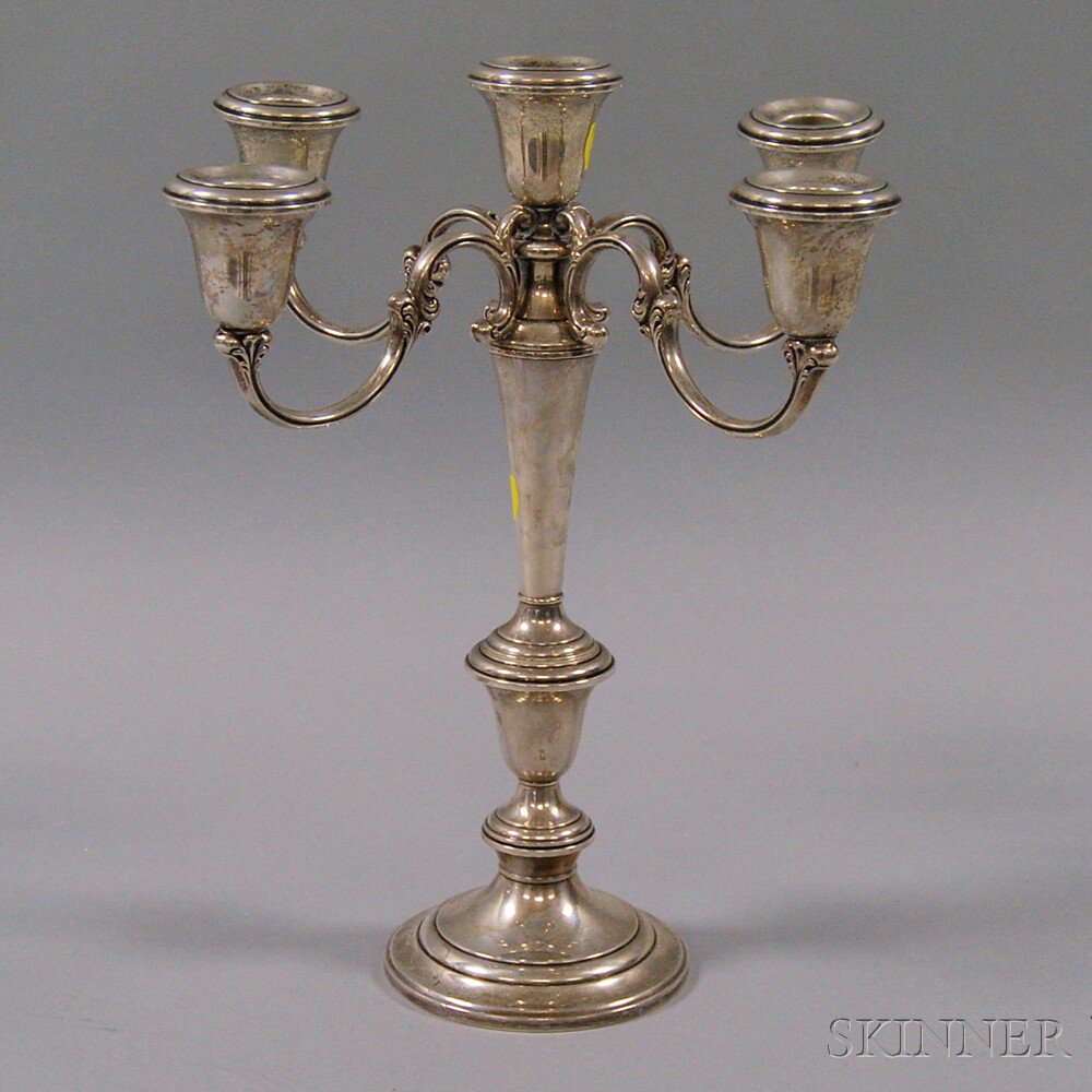 Appraisal: Gorham Weighted Sterling Silver Convertible Five-light Candelabra base ht overall