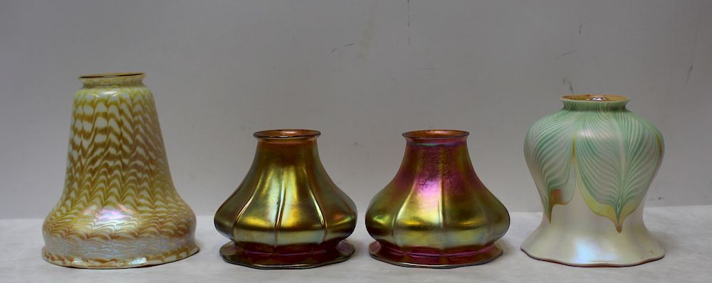 Appraisal: Lot of Antique Art Glass Shades To include orange and