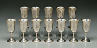 Appraisal: Set of sterling goblets flared rims marks for Chicago Silver