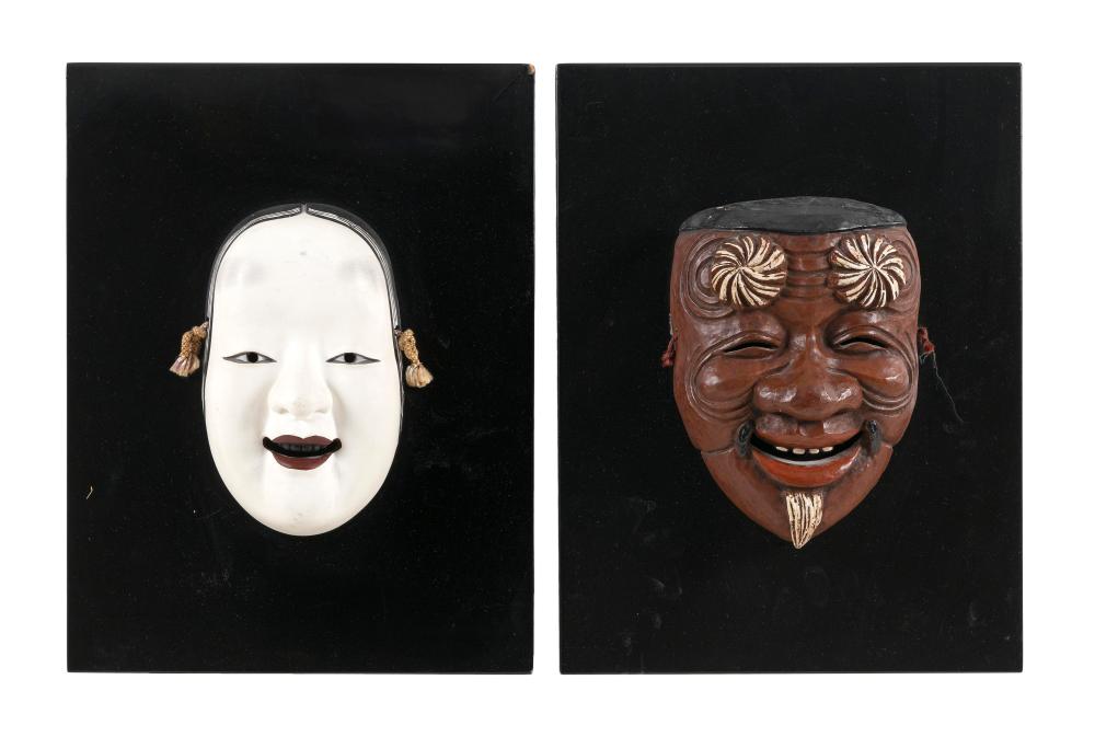 Appraisal: TWO JAPANESE CERAMIC NOH MASKS TH CENTURY MASK HEIGHTS AND