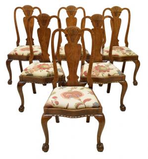 Appraisal: QUEEN ANNE STYLE OAK DINING CHAIRS lot of Queen Anne