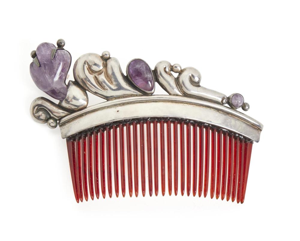 Appraisal: A Hector Aguilar sterling silver and amethyst hair comb -