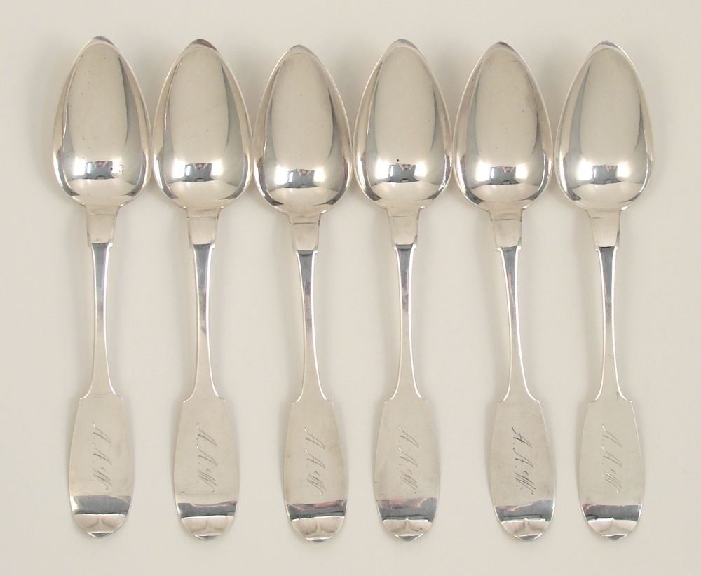 Appraisal: SIX COIN SILVER PLACE SPOONS th CenturyBy R T Manning