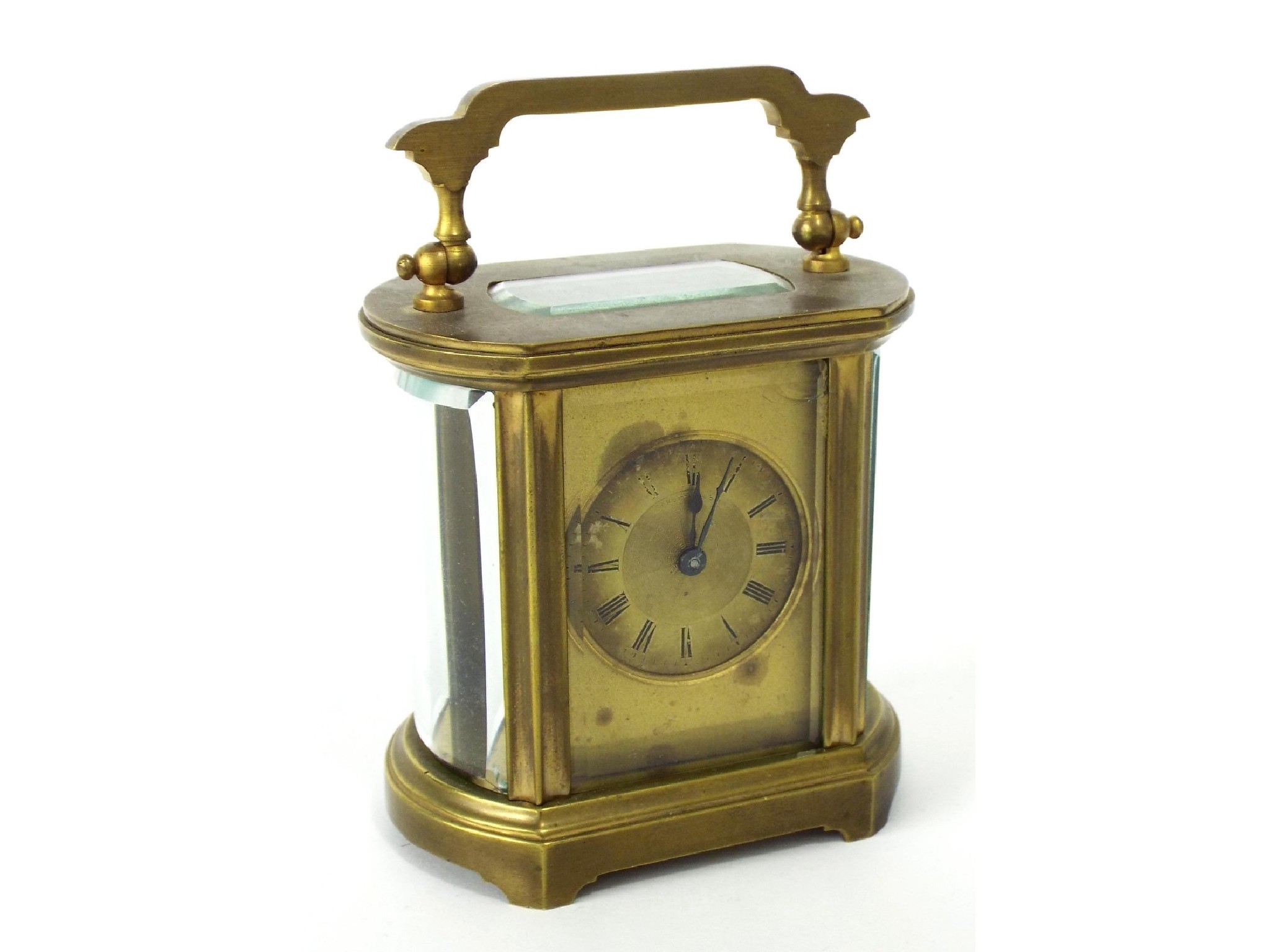 Appraisal: French carriage clock timepiece the gilt mask dial within an