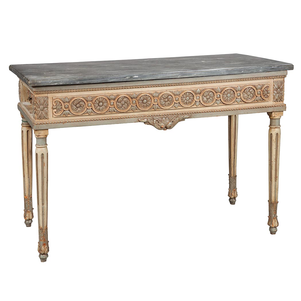 Appraisal: Louis XVI Style Painted Console Late th century The rectangular