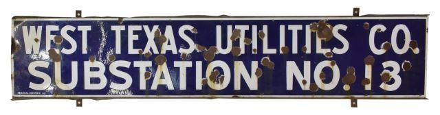 Appraisal: Large Federal Electric single-sided porcelain sign West Texas Utilities Co