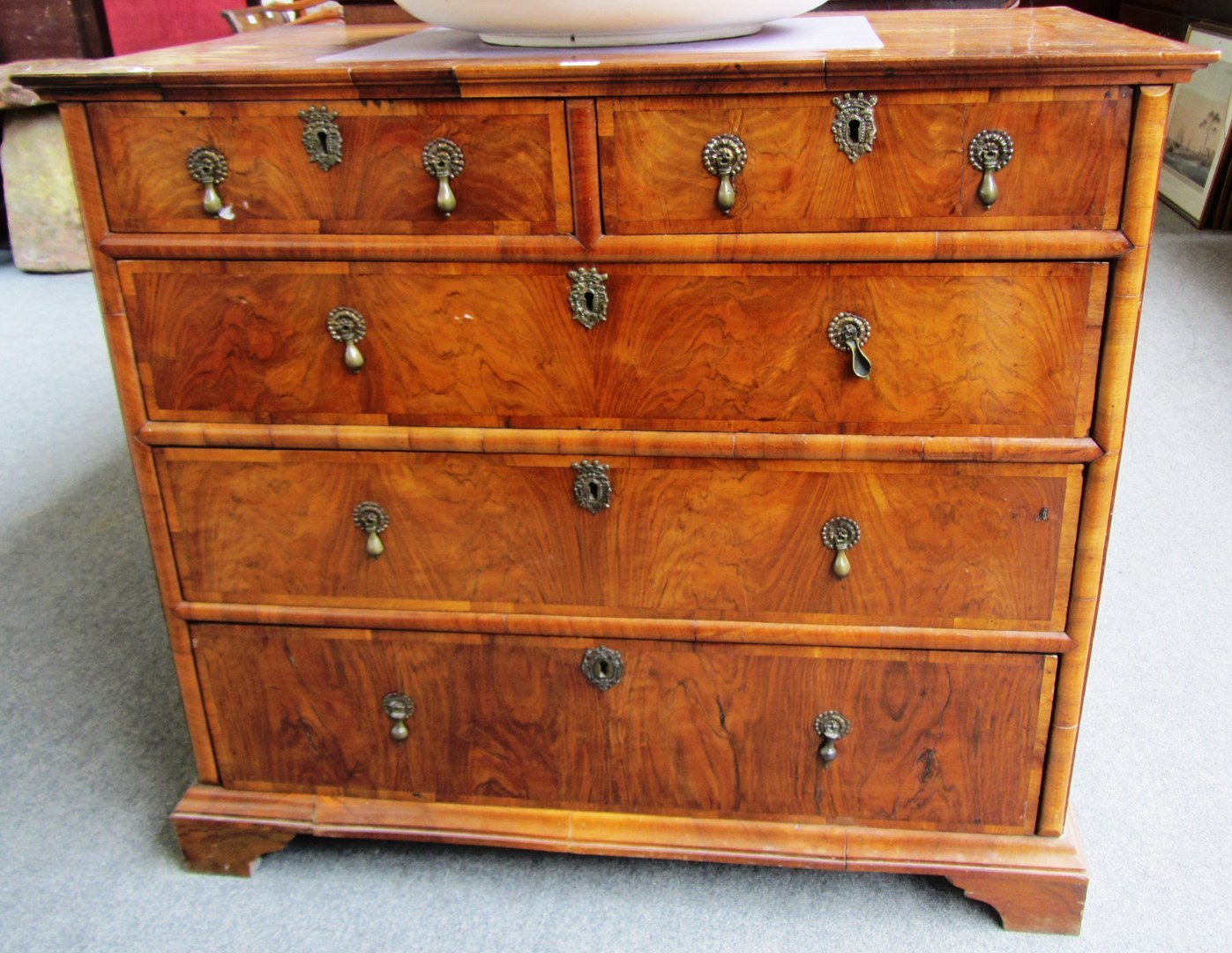 Appraisal: A Queen Anne and later figured walnut chest of two