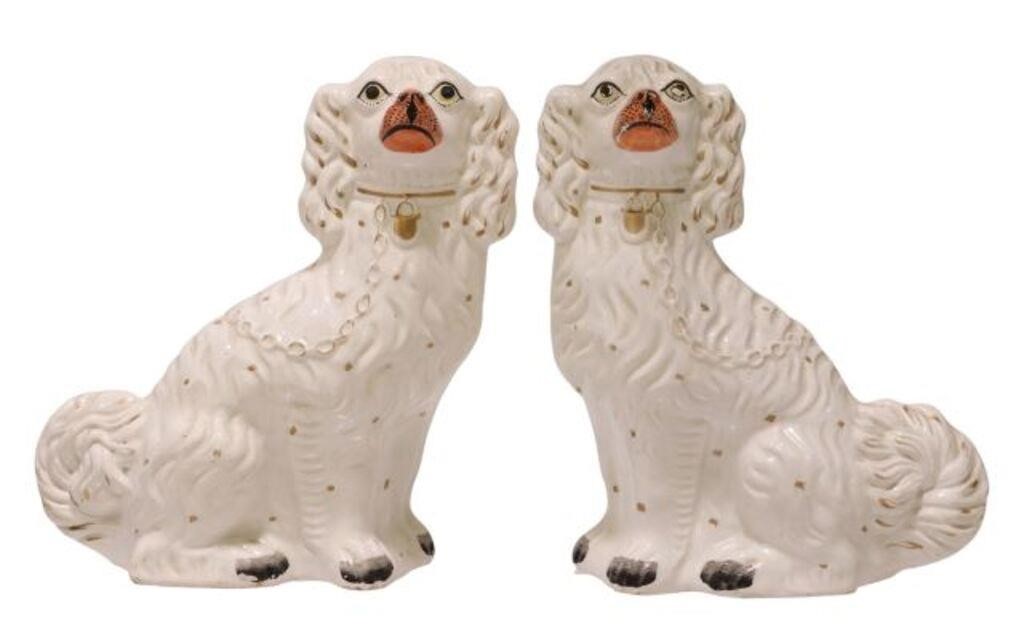 Appraisal: pair English Victorian Staffordshire mantel dogs late th c seated