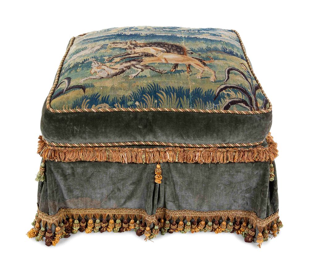 Appraisal: An Aubusson Tapestry Upholstered Ottoman An Aubusson Tapestry Upholstered Ottoman