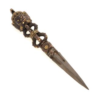 Appraisal: Large Tibetan bronze ritual Phurba dagger Large Tibetan bronze ritual