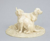 Appraisal: Carved Ivory of Hunting Dogs cira late th early th