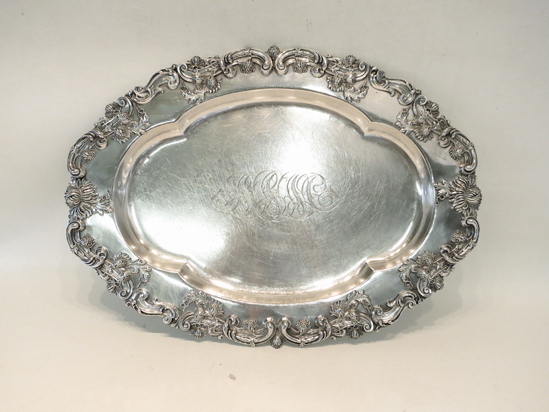 Appraisal: STERLING SILVER OVAL SERVING TRAY by Graff Washbourne Dunn with