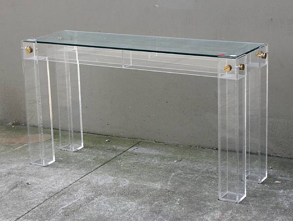 Appraisal: A Contemporary acrylic console table height in width ft in