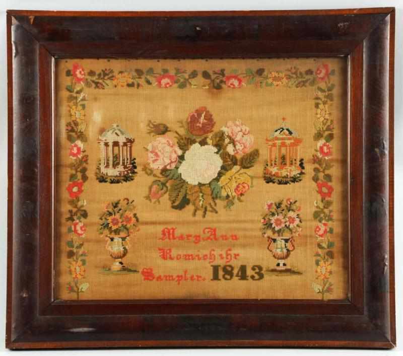 Appraisal: Needlepoint Sampler Dated By Mary Ann Romich Framed under glass